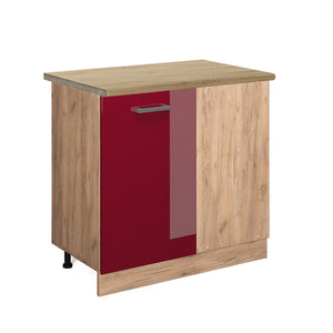 Vicco Mobile ad angolo cucina Rosso lucido 86 cm , PL Rovere