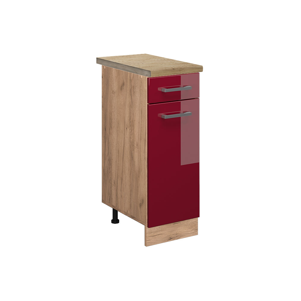 Vicco Mobiletto base per cucina Rosso lucido 30 cm , PL Rovere