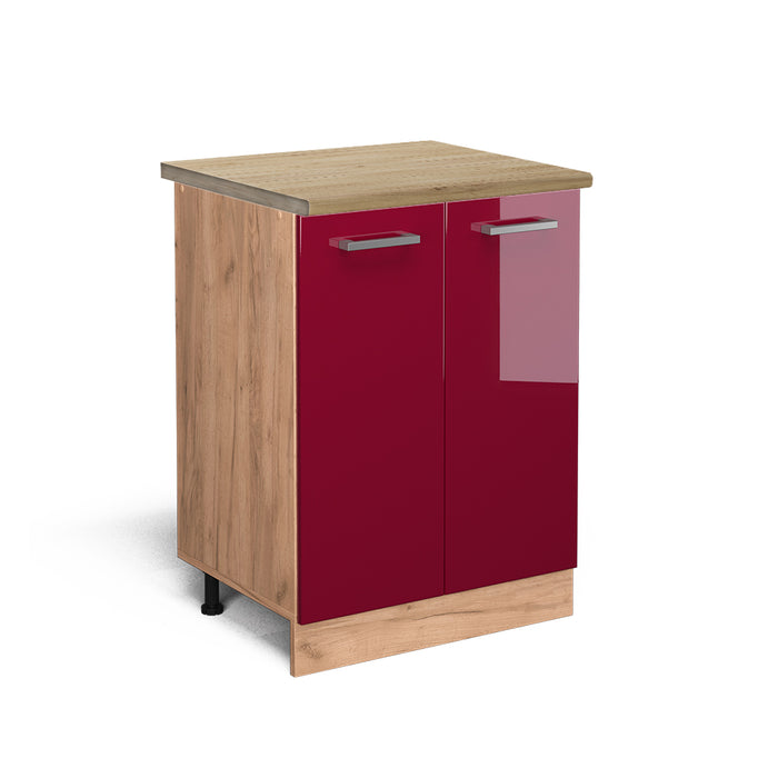 Vicco Mobiletto base cucina Rosso lucido 60 cm , PL Rovere