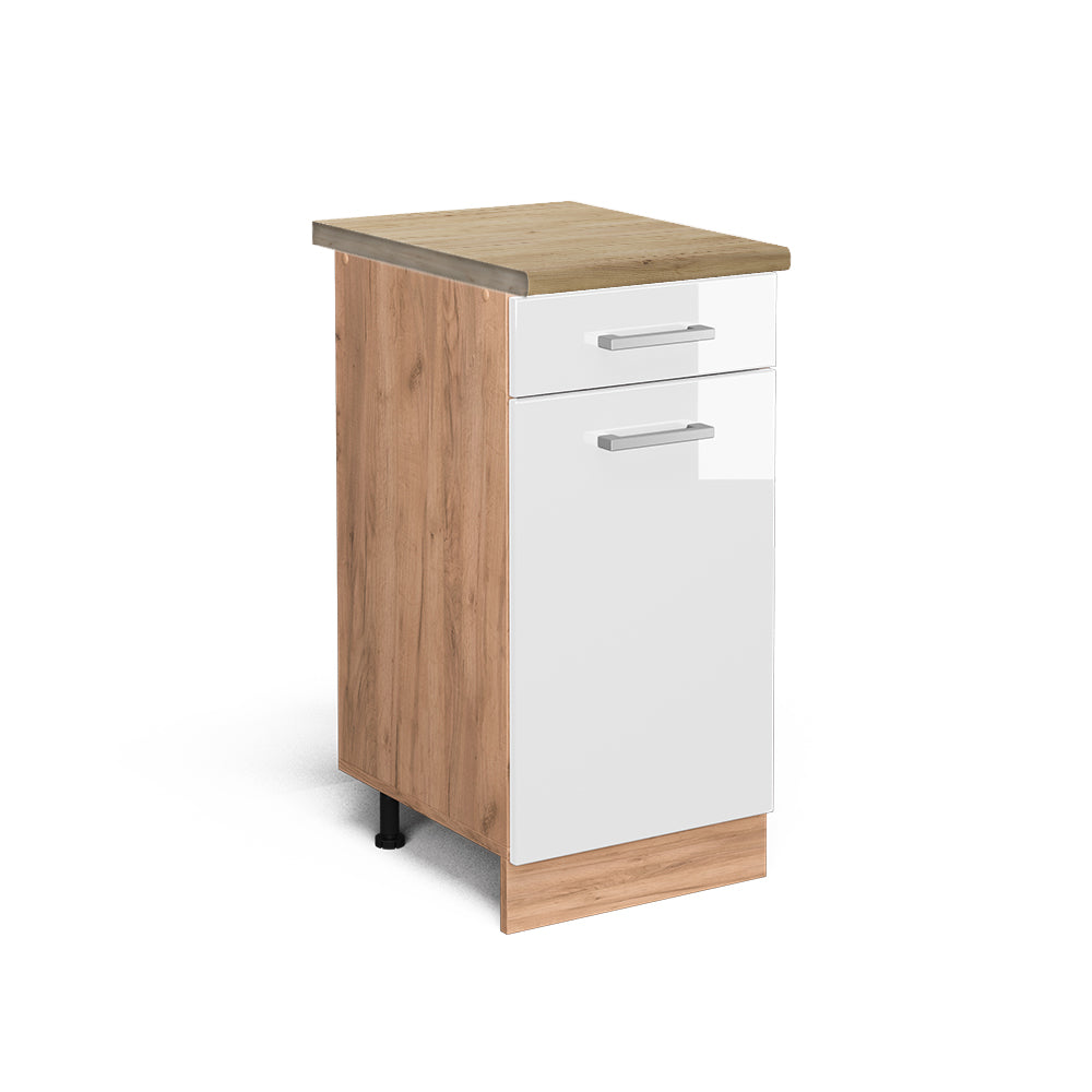 Vicco Mobiletto base per cucina Bianco lucido 40 cm , PL Rovere