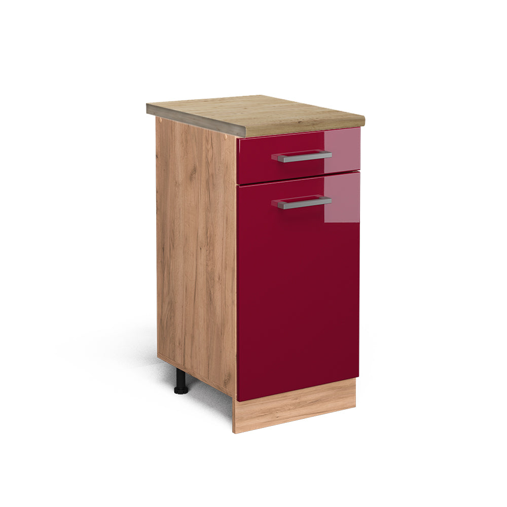Vicco Mobiletto base per cucina Rosso lucido 40 cm , PL Rovere