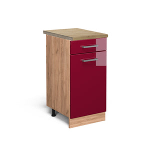 Vicco Mobiletto base per cucina Rosso lucido 40 cm , PL Rovere