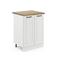Vicco Mobiletto base cucina Bianco casa di campagna 60 cm , PL Rovere