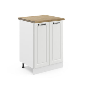 Vicco Mobiletto base cucina Bianco casa di campagna 60 cm , PL Rovere