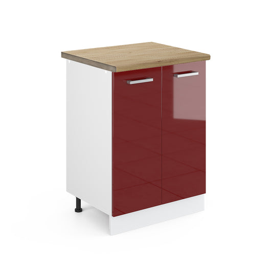 Vicco Mobiletto base cucina Rosso lucido 60 cm , PL Rovere