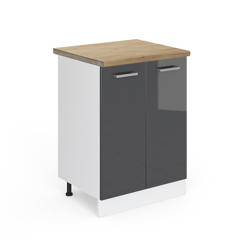 Vicco Mobiletto base cucina Antracite lucido 60 cm , PL Rovere