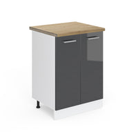 Vicco Mobiletto base cucina Antracite lucido 60 cm , PL Rovere