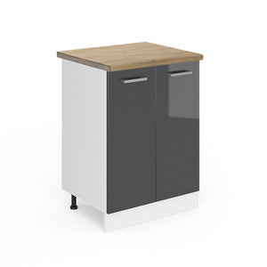 Vicco Mobiletto base cucina Antracite lucido 60 cm , PL Rovere
