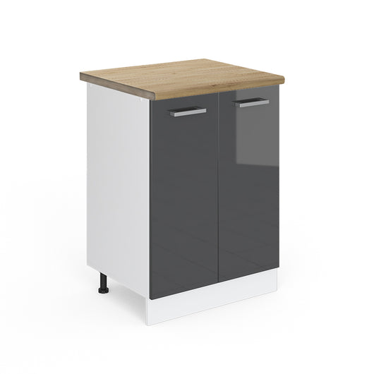 Vicco Mobiletto base cucina Antracite lucido 60 cm , PL Rovere