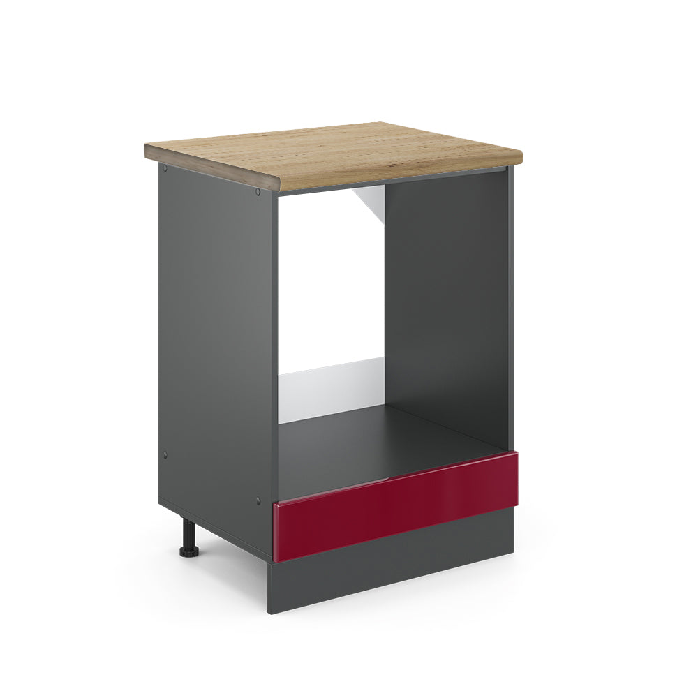 Vicco Mobile per forno da incasso Rosso lucido 60 cm , PL Rovere