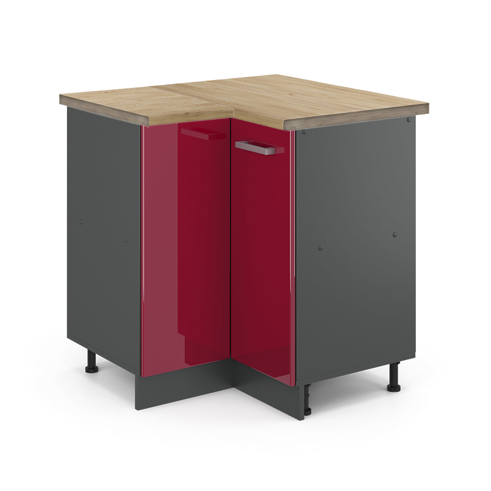 Vicco Mobile ad angolo cucina Rosso lucido 75.6 cm , PL Rovere