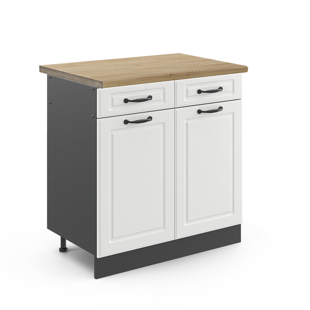 Vicco Mobiletto base per cucina Bianco casa di campagna 80 cm , PL Rovere