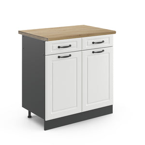 Vicco Mobiletto base per cucina Bianco casa di campagna 80 cm , PL Rovere