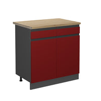 Vicco Mobiletto base per cucina Rosso 80 cm , PL Rovere