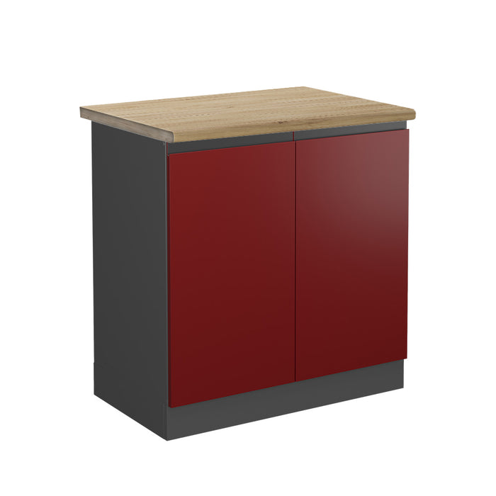 Vicco Mobile lavello cucina Rosso 80 cm , PL Rovere