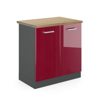 Vicco Mobile lavello cucina Rosso lucido 80 cm , PL Rovere