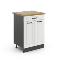 Vicco Mobiletto base per cucina Bianco casa di campagna 60 cm , PL Rovere
