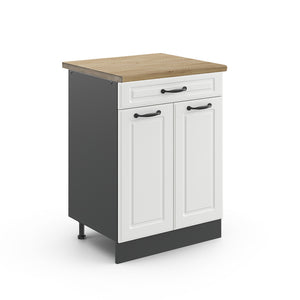 Vicco Mobiletto base per cucina Bianco casa di campagna 60 cm , PL Rovere