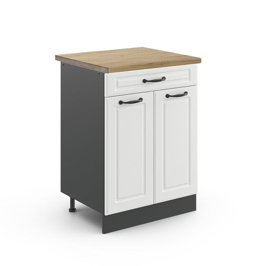 Vicco Mobiletto base per cucina Bianco casa di campagna 60 cm , PL Rovere