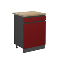 Vicco Mobiletto base per cucina Rosso 60 cm , PL Rovere