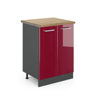 Vicco Mobiletto base cucina Rosso lucido 60 cm , PL Rovere