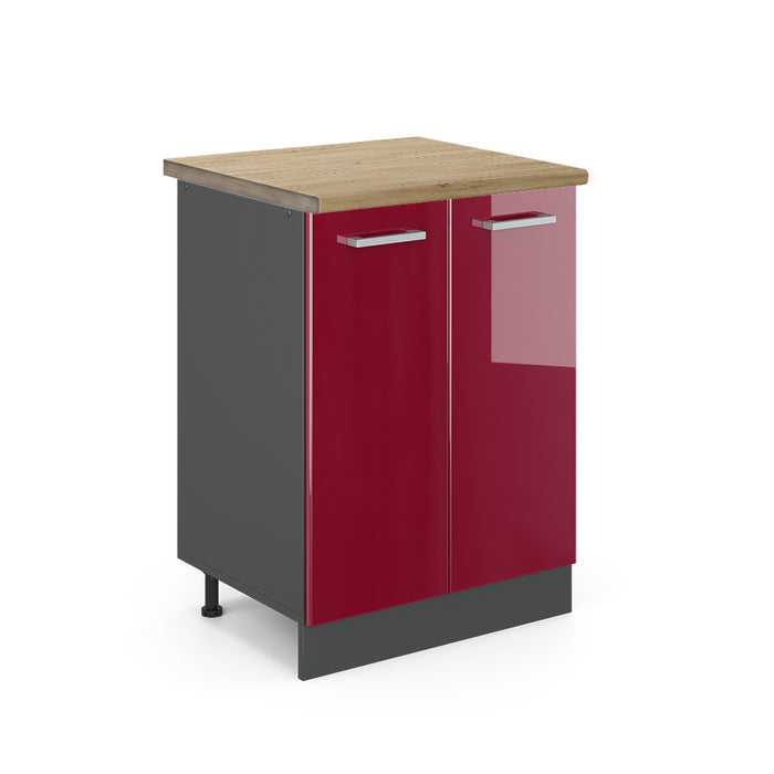 Vicco Mobiletto base cucina Rosso lucido 60 cm , PL Rovere
