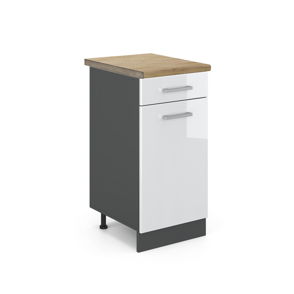 Vicco Mobiletto base per cucina Bianco lucido 40 cm , PL Rovere
