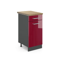 Vicco Mobiletto base per cucina Rosso lucido 40 cm , PL Rovere