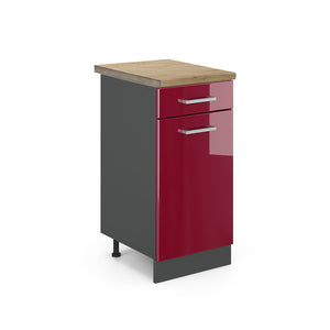 Vicco Mobiletto base per cucina Rosso lucido 40 cm , PL Rovere