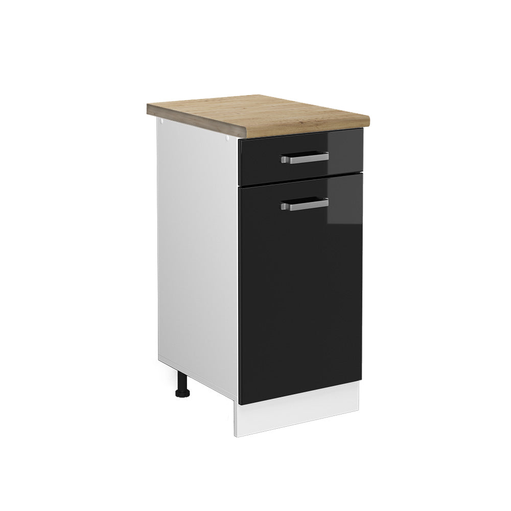 Vicco Mobiletto base per cucina Nero lucido 40 cm , PL Rovere