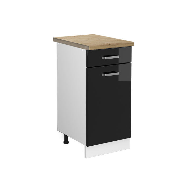 Vicco Mobiletto base per cucina Nero lucido 40 cm , PL Rovere