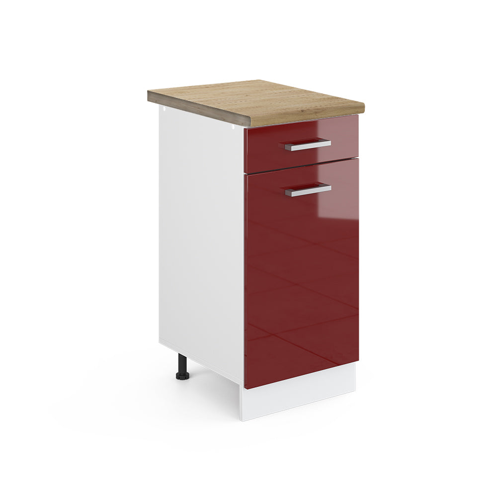 Vicco Mobiletto base per cucina Rosso lucido 40 cm , PL Rovere