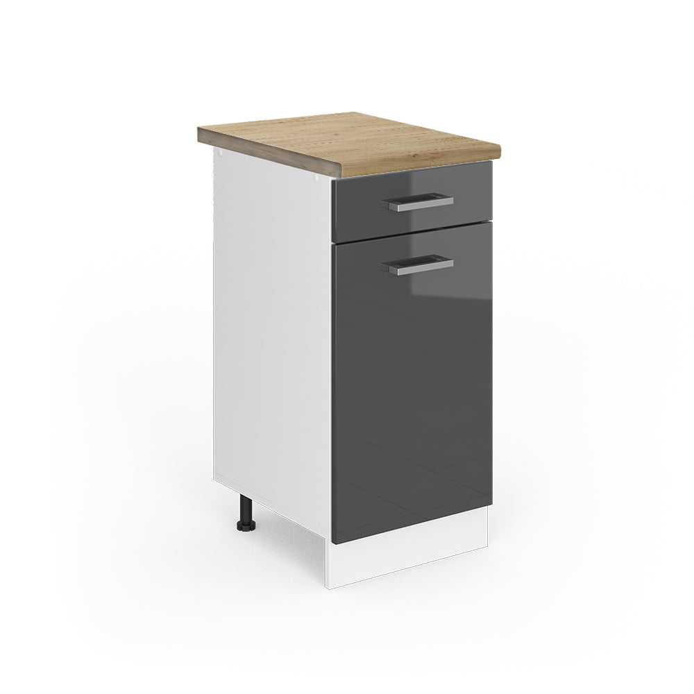 Vicco Mobiletto base per cucina Antracite lucido 40 cm , PL Rovere