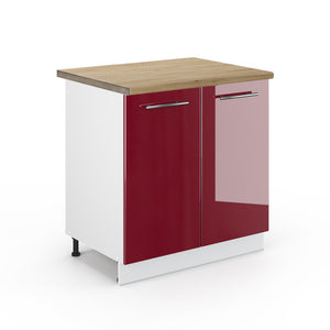 Vicco Mobile lavello cucina Rosso bordeaux lucido 80 cm , PL Rovere