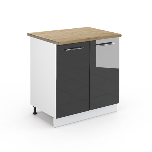 Vicco Mobile lavello cucina Antracite lucido 80 cm , PL Rovere