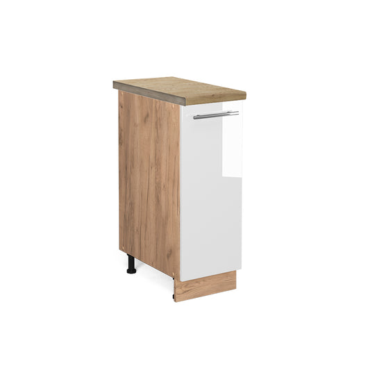 Vicco Armadio cucina dispensa alto Bianco lucido 30 cm , PL Rovere