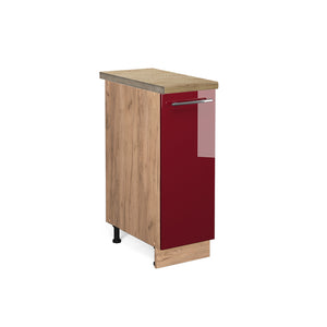 Vicco Armadio cucina dispensa alto Rosso bordeaux lucido 30 cm , PL Rovere