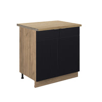 Vicco Mobile lavello cucina Nero a righe 80 cm , PL Rovere