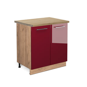 Vicco Mobile lavello cucina Rosso bordeaux lucido 80 cm , PL Rovere