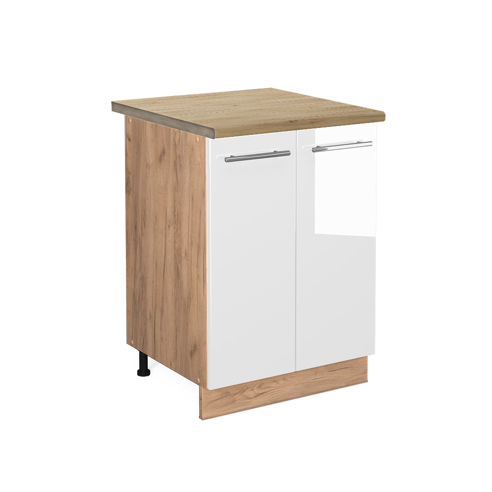 Vicco Mobiletto base cucina Bianco lucido 60 cm , PL Rovere