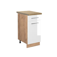Vicco Mobiletto base per cucina Bianco lucido 40 cm , PL Rovere