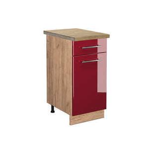 Vicco Mobiletto base per cucina Rosso bordeaux lucido 40 cm , PL Rovere