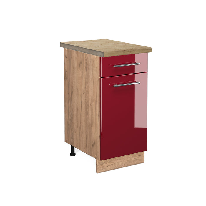 Vicco Mobiletto base per cucina Rosso bordeaux lucido 40 cm , PL Rovere