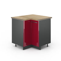 Vicco Mobile ad angolo cucina Rosso bordeaux lucido 80.5 cm , PL Rovere