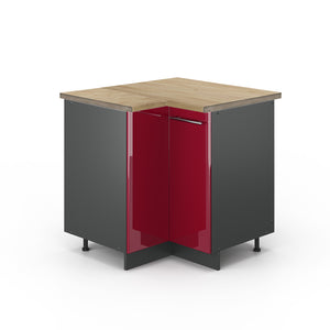 Vicco Mobile ad angolo cucina Rosso bordeaux lucido 80.5 cm , PL Rovere