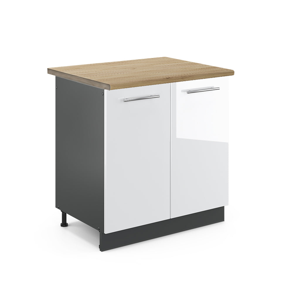 Vicco Mobile lavello cucina Bianco lucido 80 cm , PL Rovere