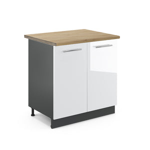 Vicco Mobile lavello cucina Bianco lucido 80 cm , PL Rovere