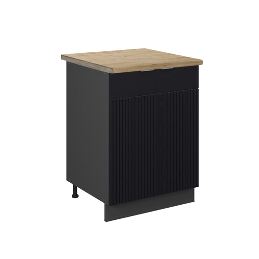 Vicco Mobiletto base cucina Nero a righe 60 cm , PL Rovere