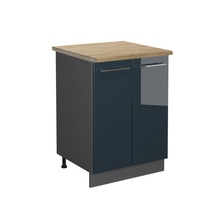 Vicco Mobiletto base cucina Blu scuro lucido 60 cm , PL Rovere