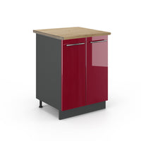 Vicco Mobiletto base cucina Rosso bordeaux lucido 60 cm , PL Rovere
